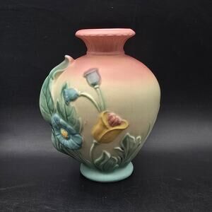 Hull Art Pottery Pink Bow Knot Round Vase Vintage Ceramic Flower Floral